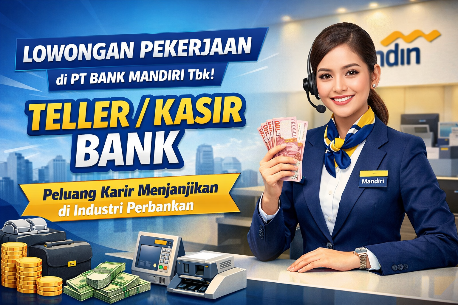 Lowongan Pekerjaan di PT Bank Mandiri Tbk sebagai Teller / Kasir Bank, Peluang Karir Menjanjikan di Industri Perbankan